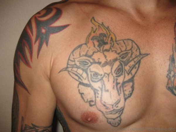 Aries Tattoo On Man Chest