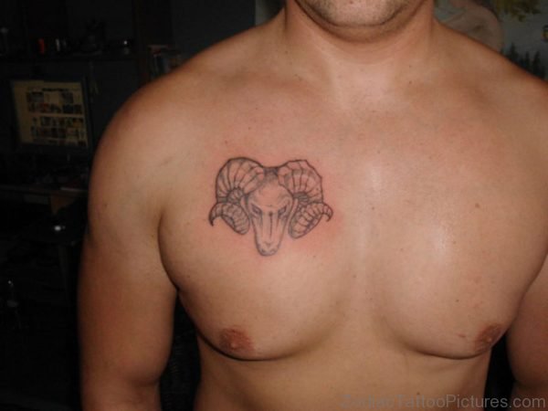 Aries Zodiac Tattoo On Chest