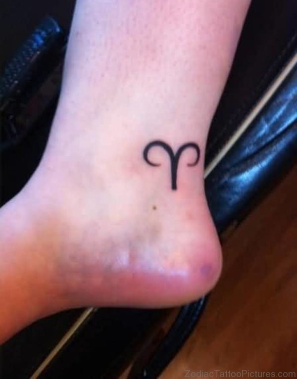 Attractive Zodiac Aries Tattoo For Girls Ankle.