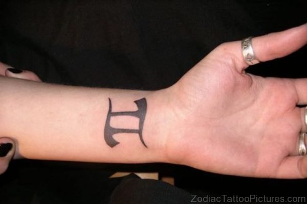 Black Gemini Tattoo On Wrist