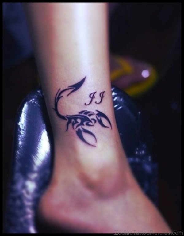 Black Scorpio Tattoo on Ankle