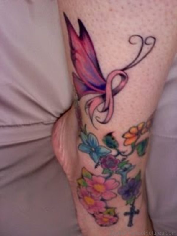 Butterfly Breast Cancer Tattoo On Ankle
