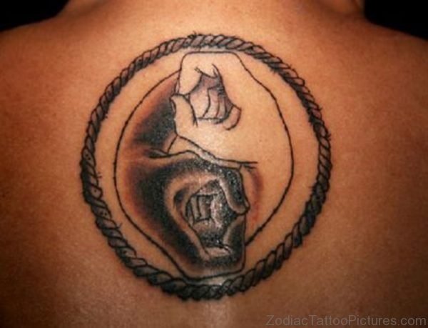 Fantastic Yin Yang Tattoo On Back 