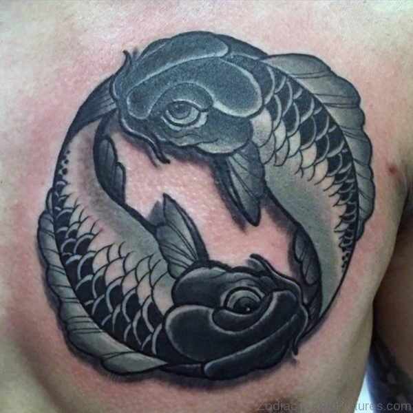 Fish Pisces Upper Chest Tattoo