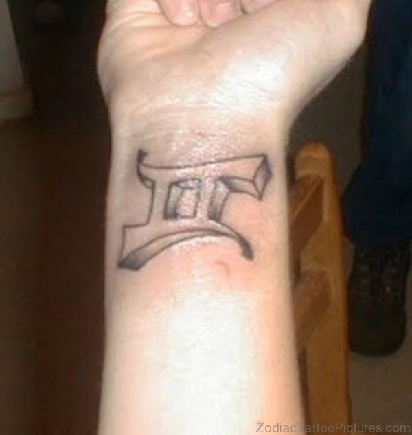 Gemini Zodiac Sign Tattoo On Wrist 