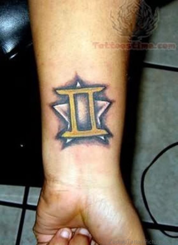 Gemini Zodiac Tattoo On Wrist 