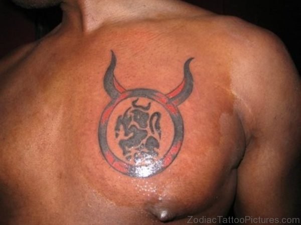 Glowing Zodiac Taurus Tattoo For Chest