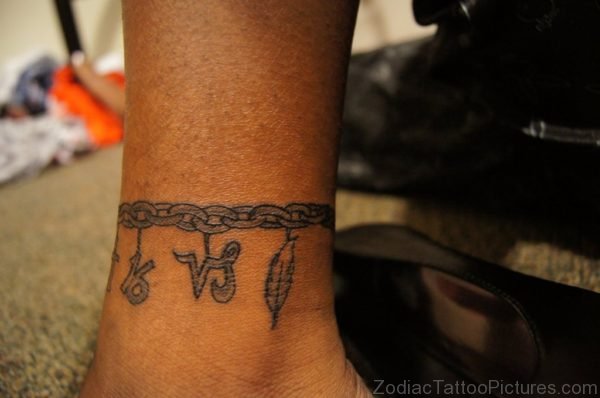 Grey Ink Capricorn Zodiac Ankle Tattoo