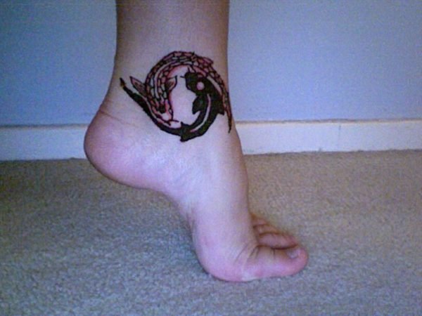 Henna Pisces Zodiac Tattoo For Ankle