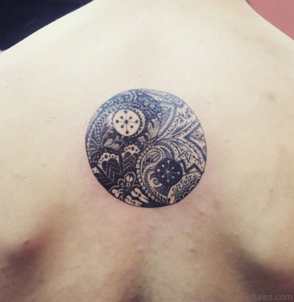 Impressive Yin Yang Tattoo On Back 