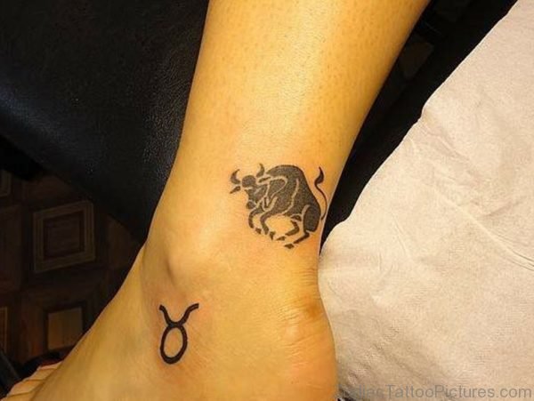 Leo zodiac Sign And Bull Tattoo