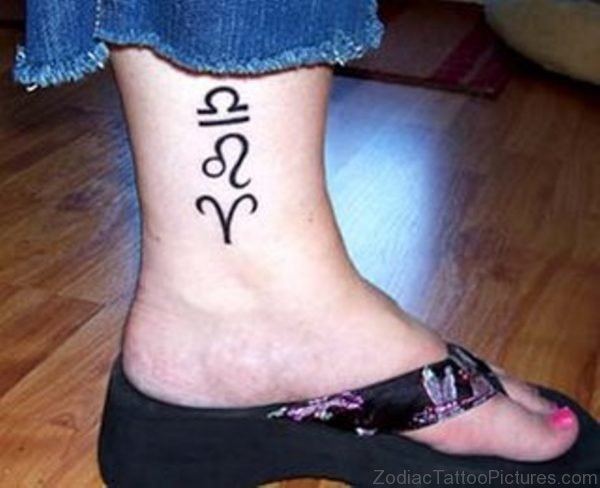 Libra Leo And Aries Zodiac Tattoo Designs On Ankle