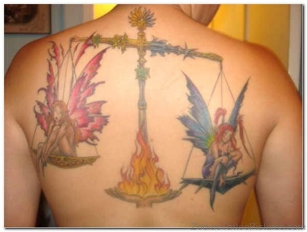 Libra Zodiac Sign Tattoo On Back