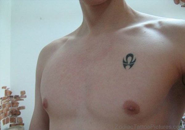 Small Black Libra Zodiac Tattoo For Chest