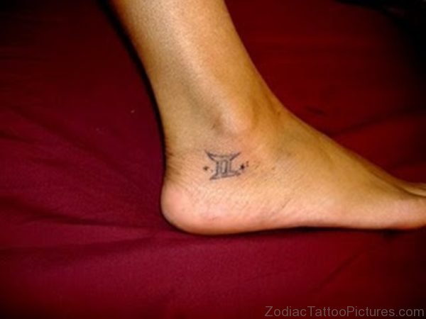 Small Gemini Zodiac Sign Tattoo On Ankle