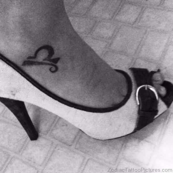 Small Libra Zodiac Tattoo On Right Ankle