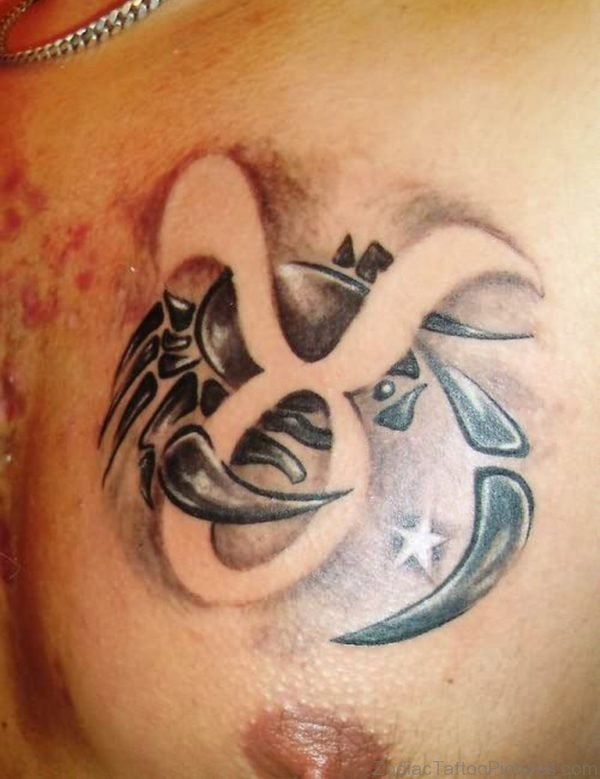 Taurus And Cancer Zodiac Tattoo On Chest