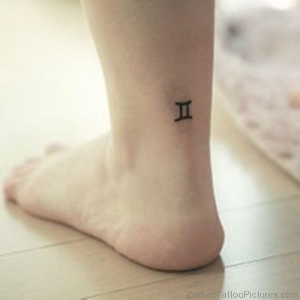 Tiny Gemini Symbol Tattoo On Ankle