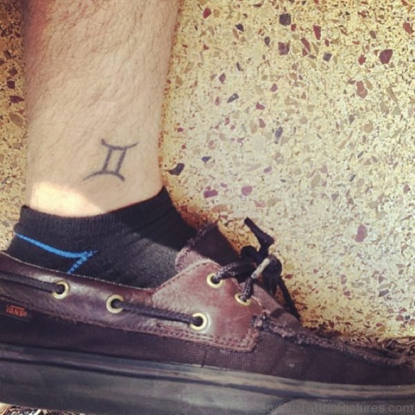 Tiny Gemini Tattoo On Ankle For Boys