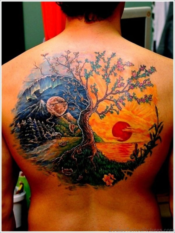 Tree And Yin Yang Tattoo 
