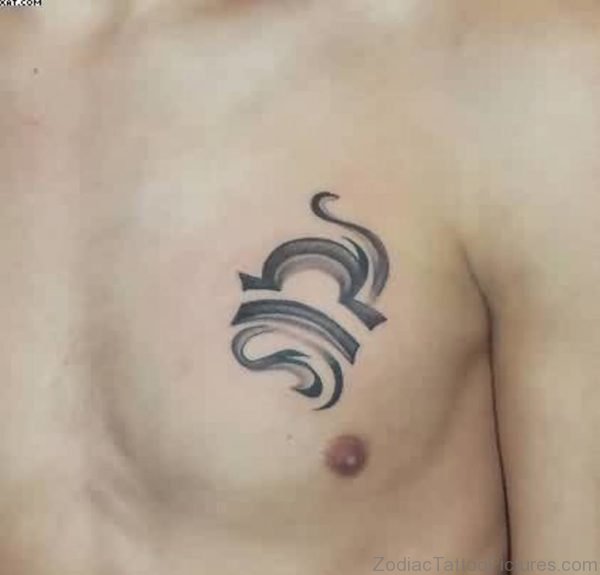 Tribal Zodiac Libra Tattoo On Chest