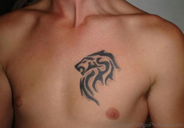 Tribal style LEO tattoo design for men chest