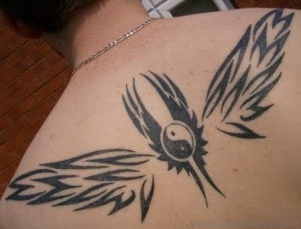 Wings Yin Yang Tattoo On Back ttoo On Back BT136
