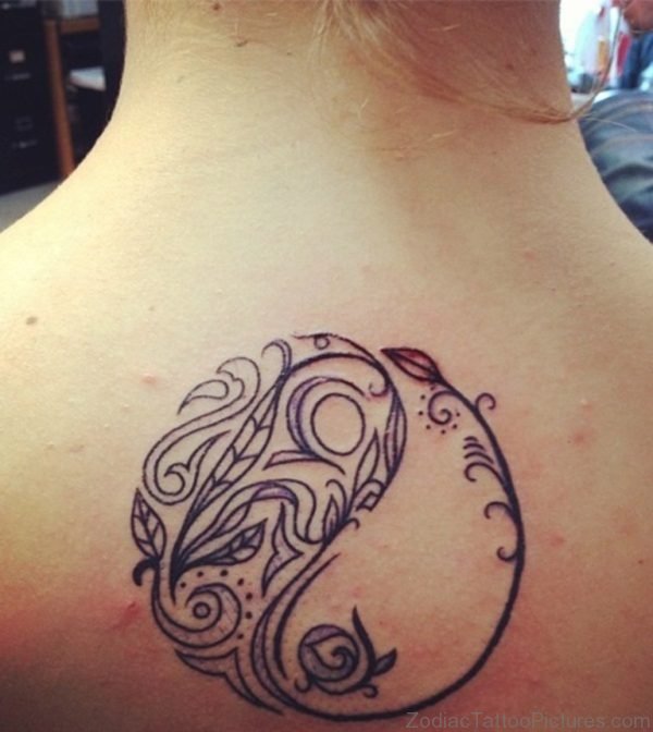 Wonderful Yin Yang Tattoo On Back
