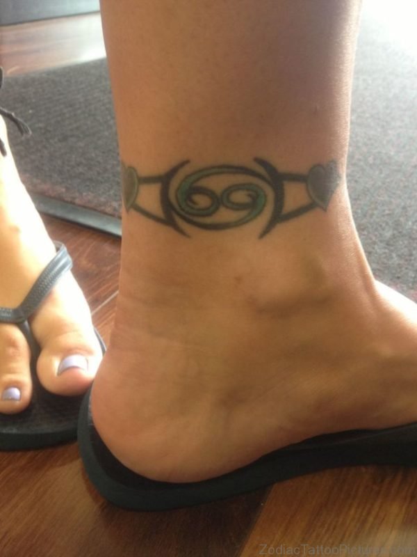 Zodiac Cancer Ankle Band Tattoo Design