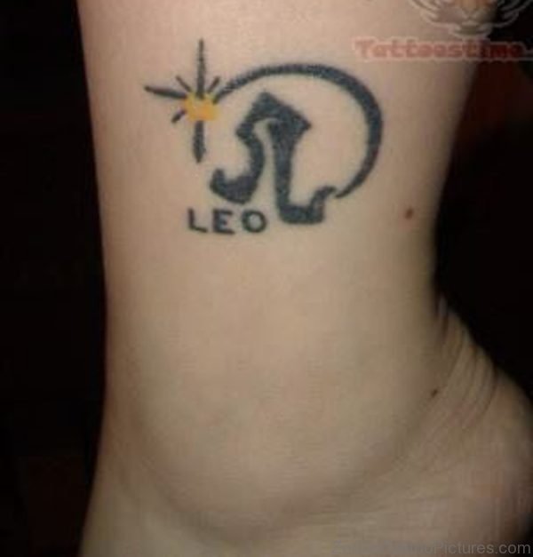 Zodiac Leo Tattoo On Ankle