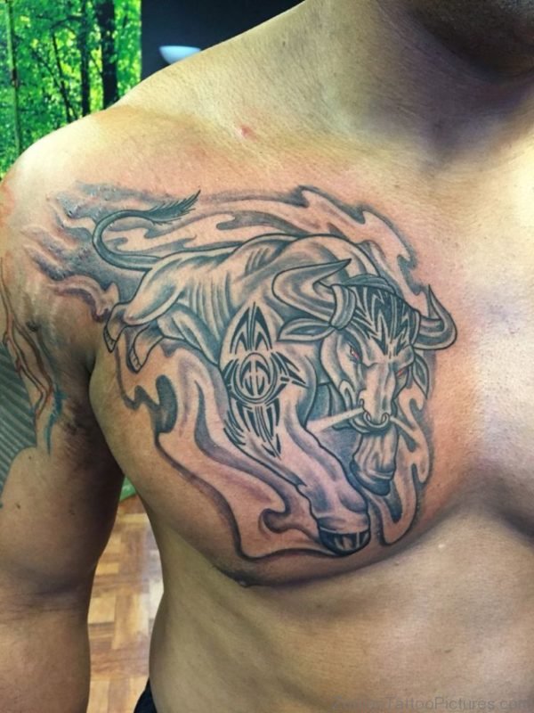 Zodiac Taurus sign Chest Tattoo