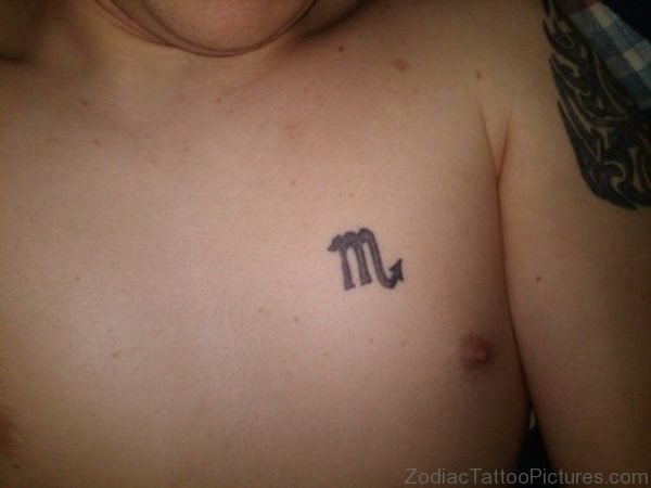 Zodiac Virgo Symbol Chest Tattoo