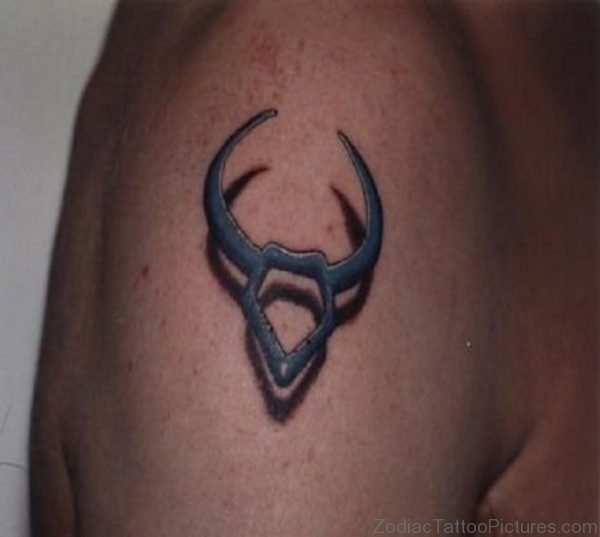 3D Taurus Tattoo On Shoulder