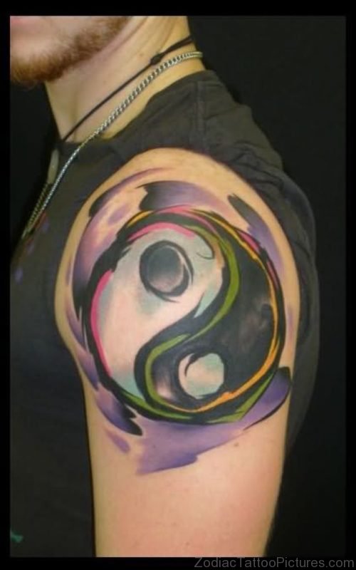 Abstarct Yin Yang Tattoo On Shoulder 