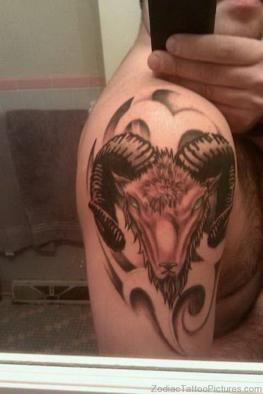Aries Tattoo On Shoulder For Men 