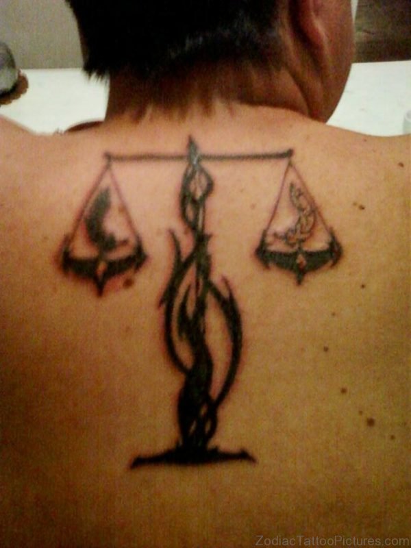 Amazing Libra Scales Tattoo On Back Body