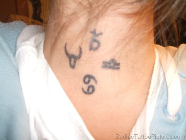 Amazing Libra Tattoo On Neck