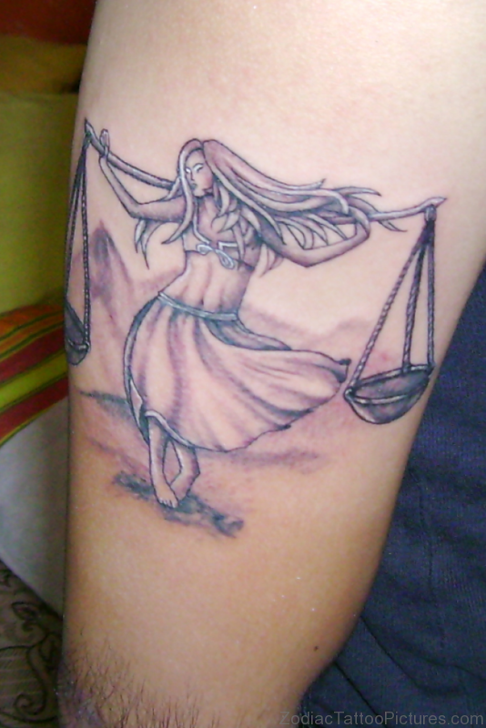 Amazing Libra Tattoo Zodiac Scale On Arm