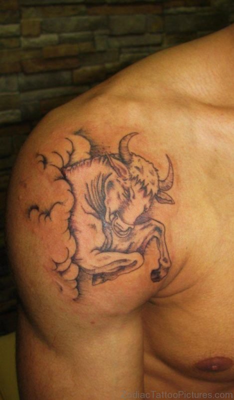 Amazing Taurus Head Tattoo For Shoulder