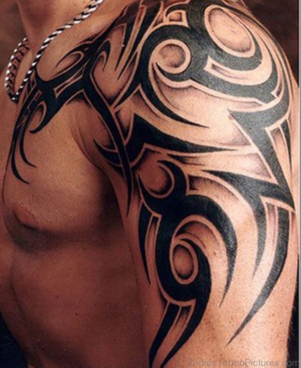Amazing Tribal Taurus Tattoo For Shoulder