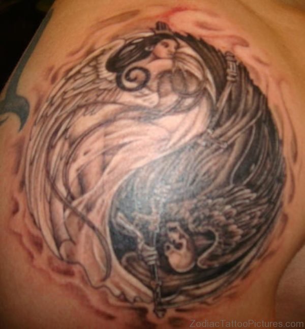 Angel Yin Yang Tattoo 