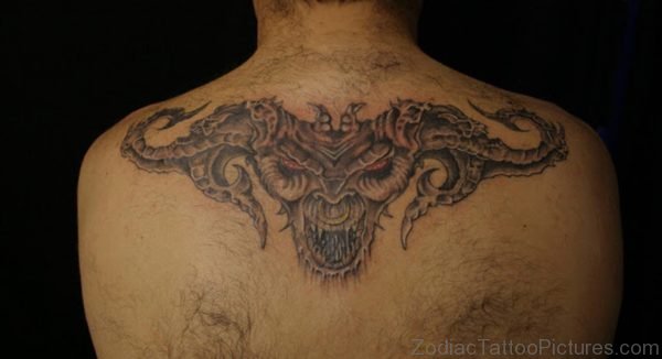 Angry Aries Tattoo On Back For Men