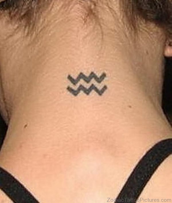 Aquarius Tattoo On Neck