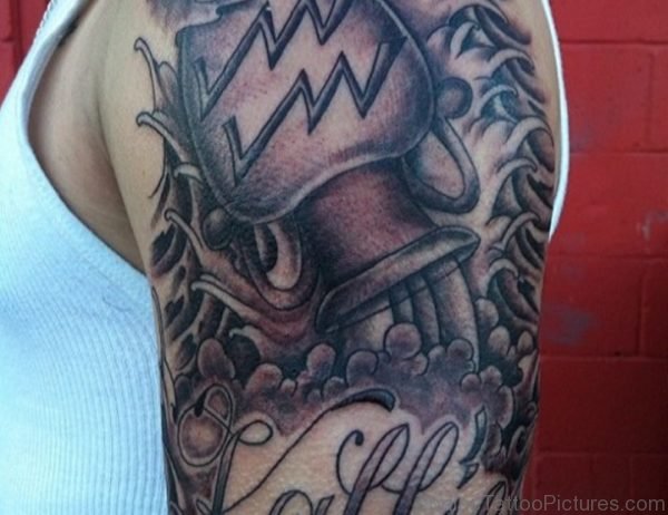 Aquarius Tattoo On Shoulder