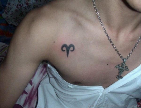 Aries Symbol Front Shoulder Tattoo