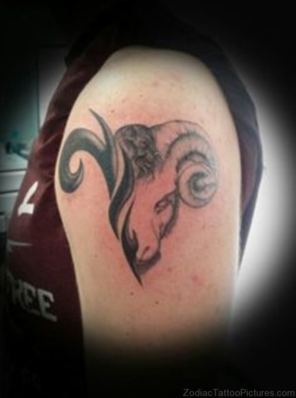 Aries Zodiac Tattoo On Shoulder 