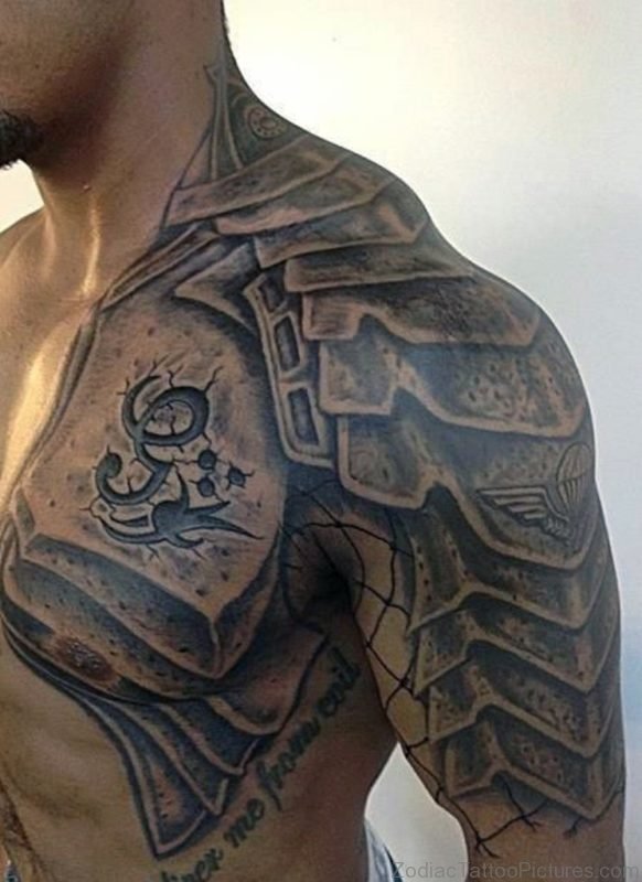 Armour Tattoo On Chest