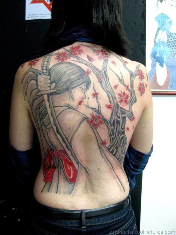 Asian Girl With Sword Tattoo