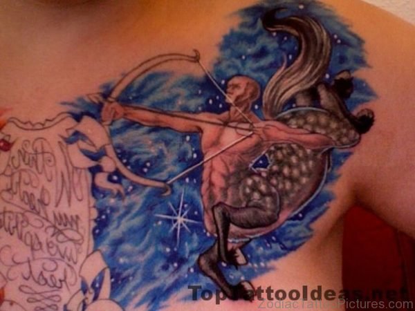 Attractive Sagittarius Tattoo On Chest 