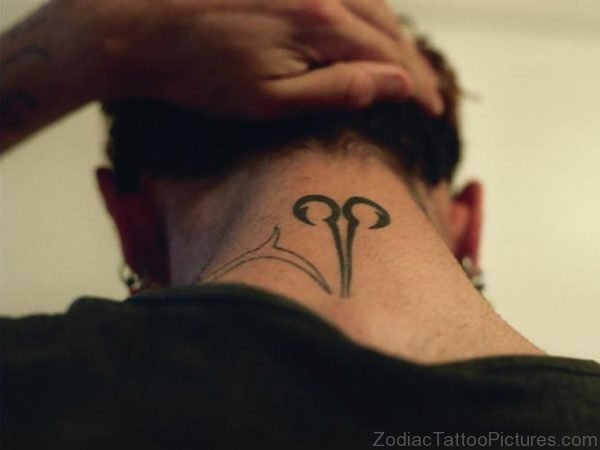 Attractive Zodiac Tattoo On Nape 